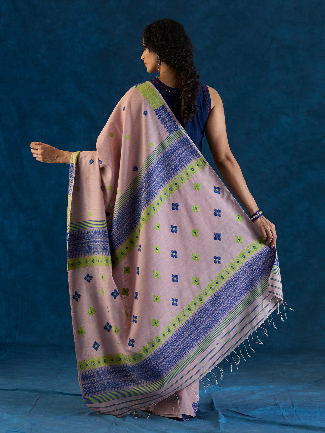 Blush Rose Raw Mulberry and Eri Silk Saree