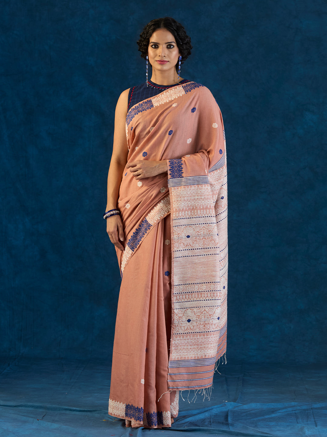 Raspberry Rose Raw Mulberry and Eri Silk saree