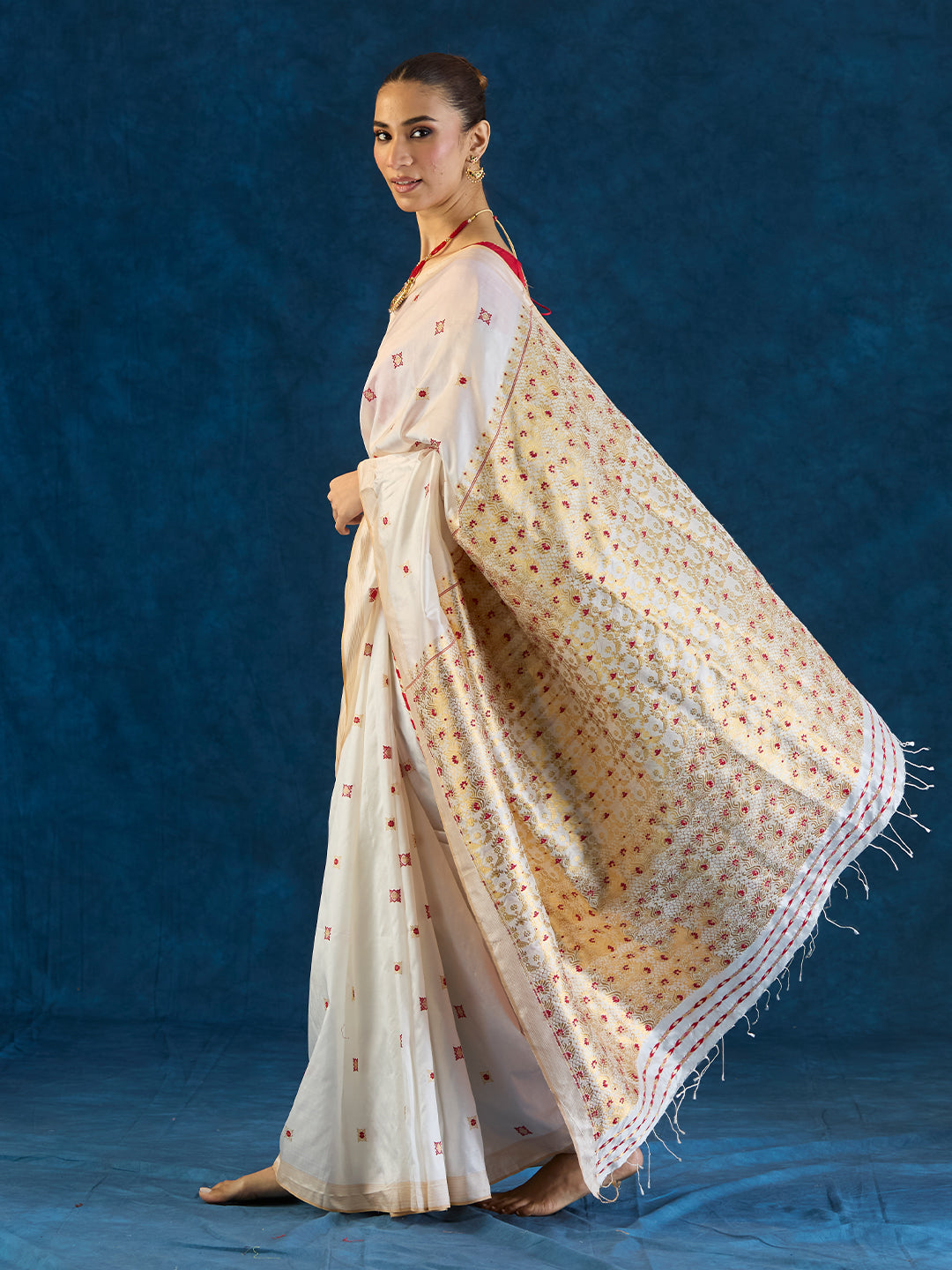 Snow White Mulberry Silk Saree