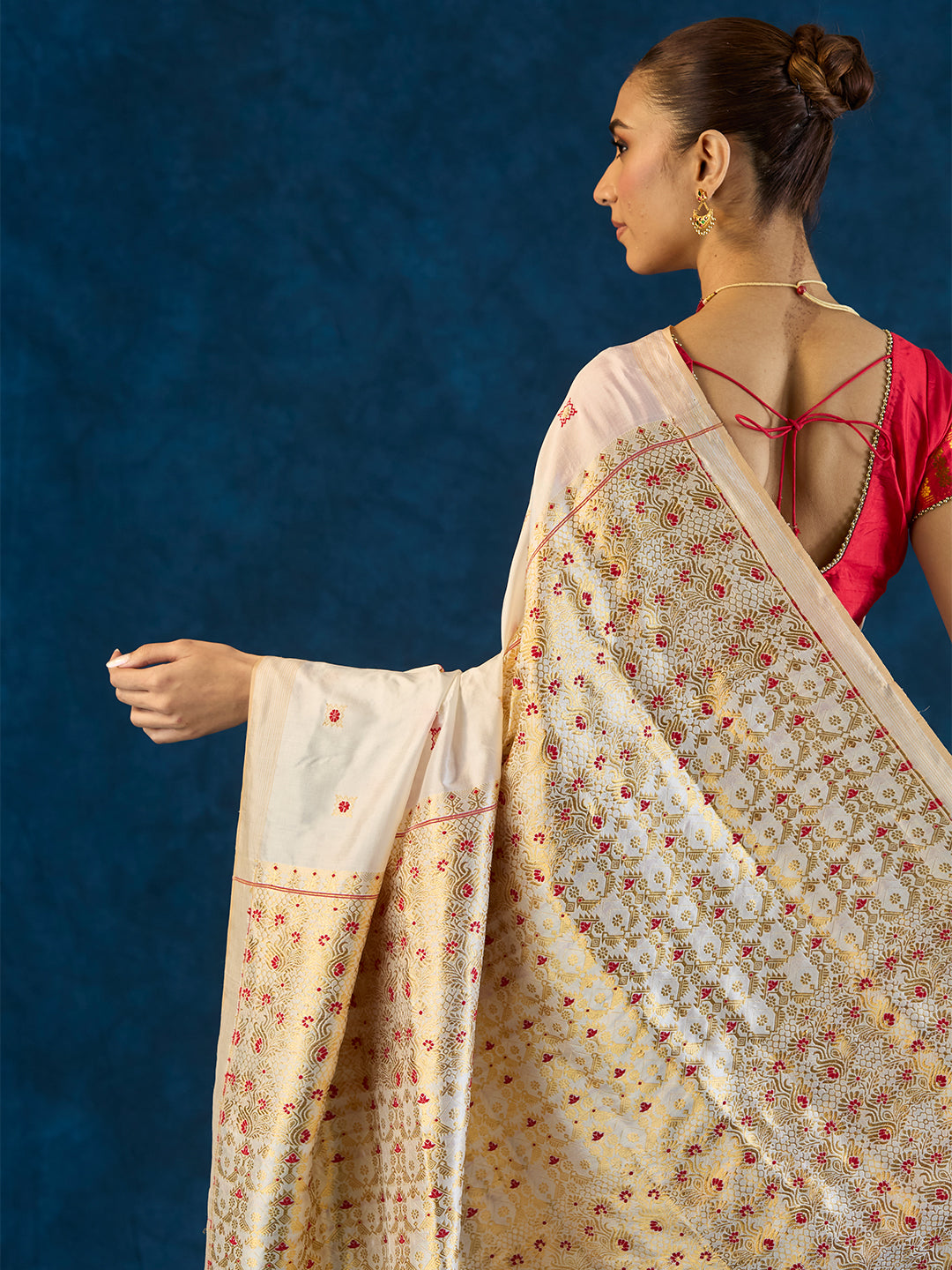 Snow White Mulberry Silk Saree