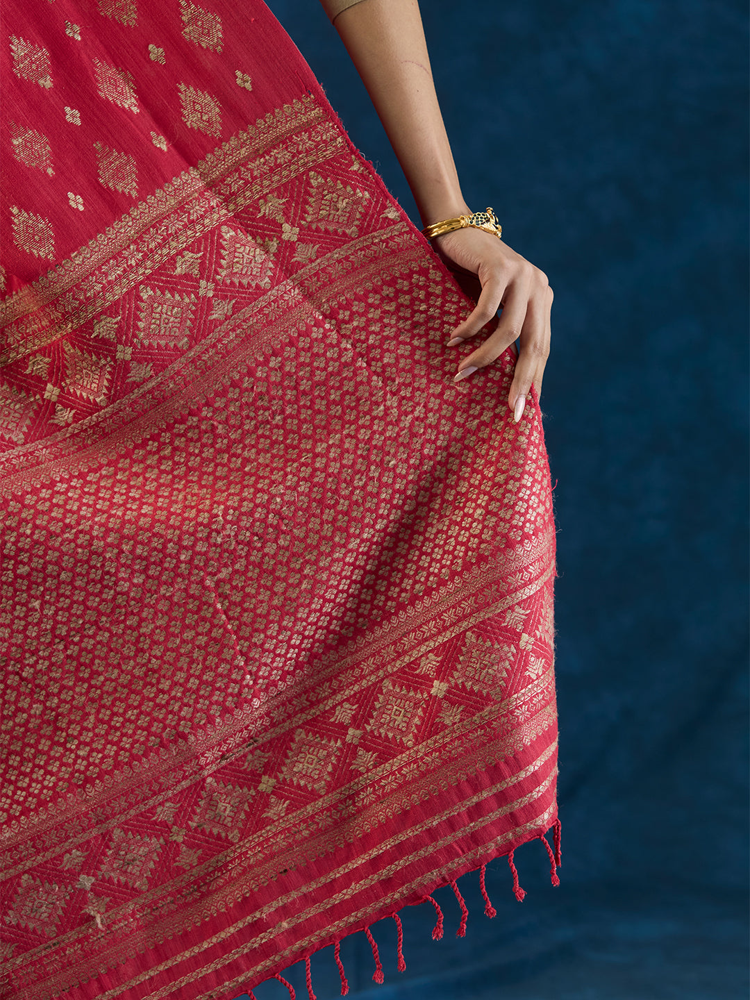 Strawberry Red Eri Silk saree