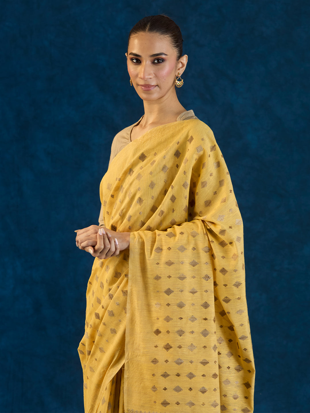 Pastel Yellow Raw Mulberry and Eri Silk Saree