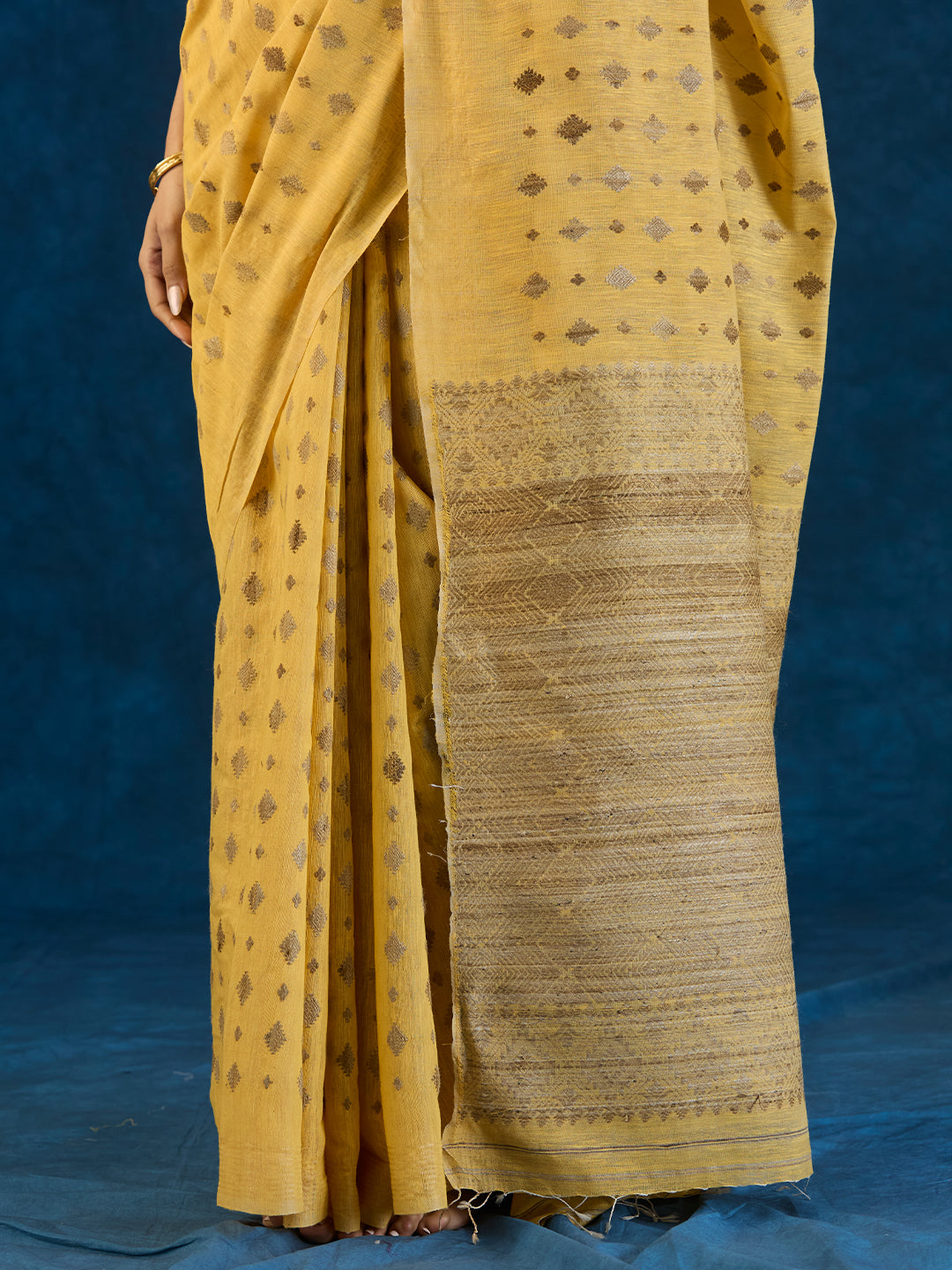 Pastel Yellow Raw Mulberry and Eri Silk Saree