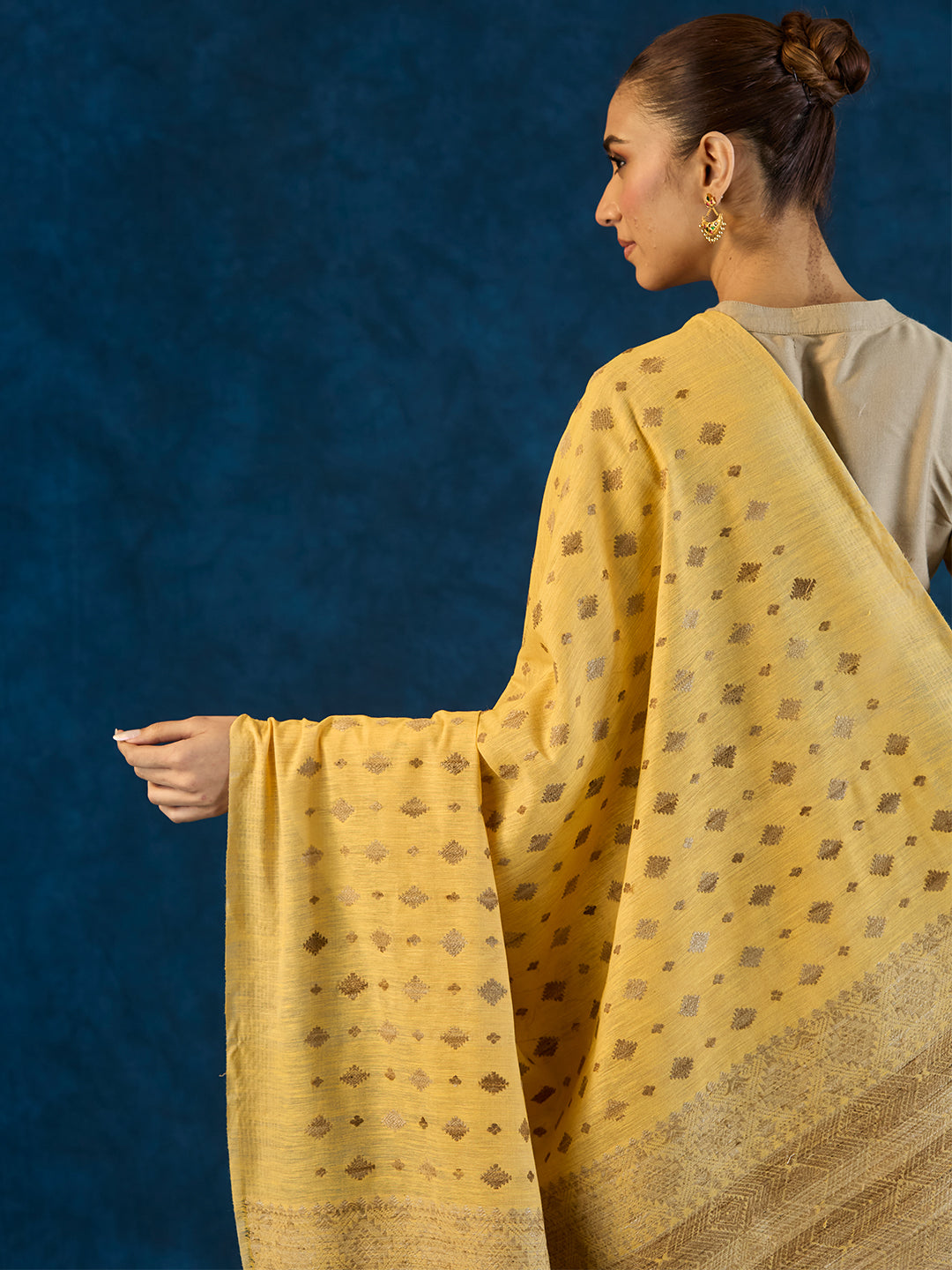 Pastel Yellow Raw Mulberry and Eri Silk Saree