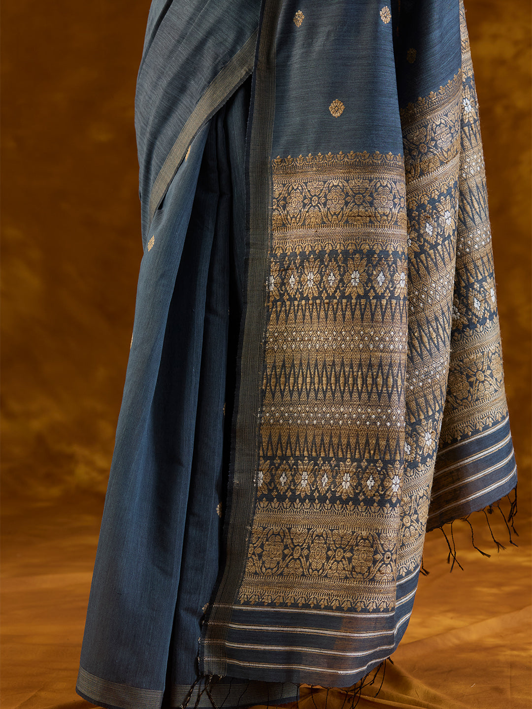 Cerulean Indigo Mulberry and Eri Silk Saree