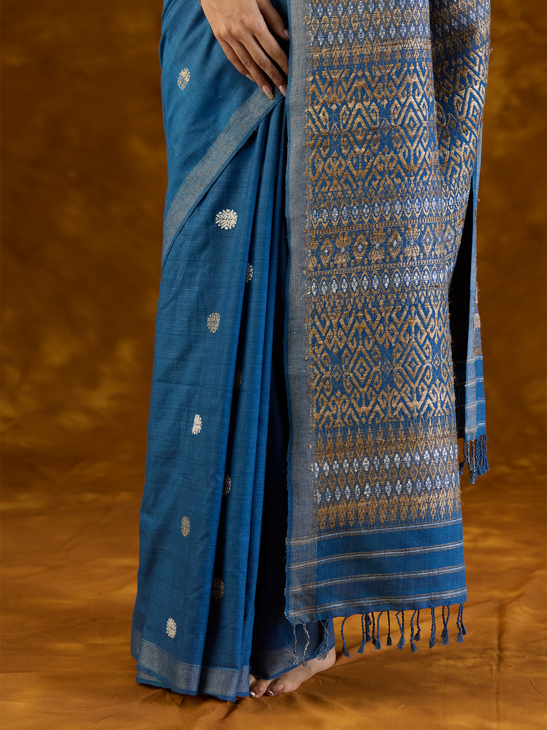 Azure Indigo Mulberry and Eri Silk Saree