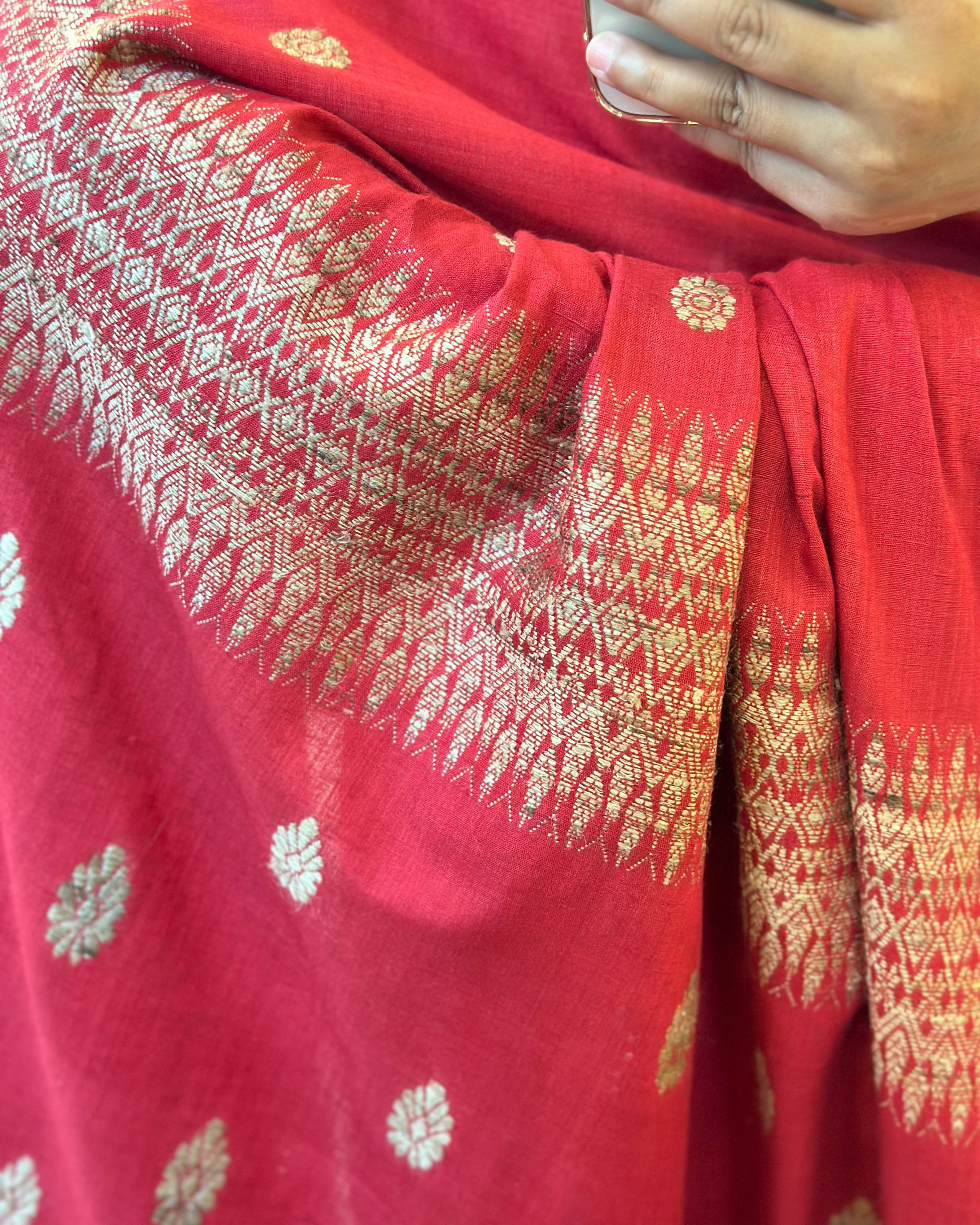 Red Eri Silk Saree