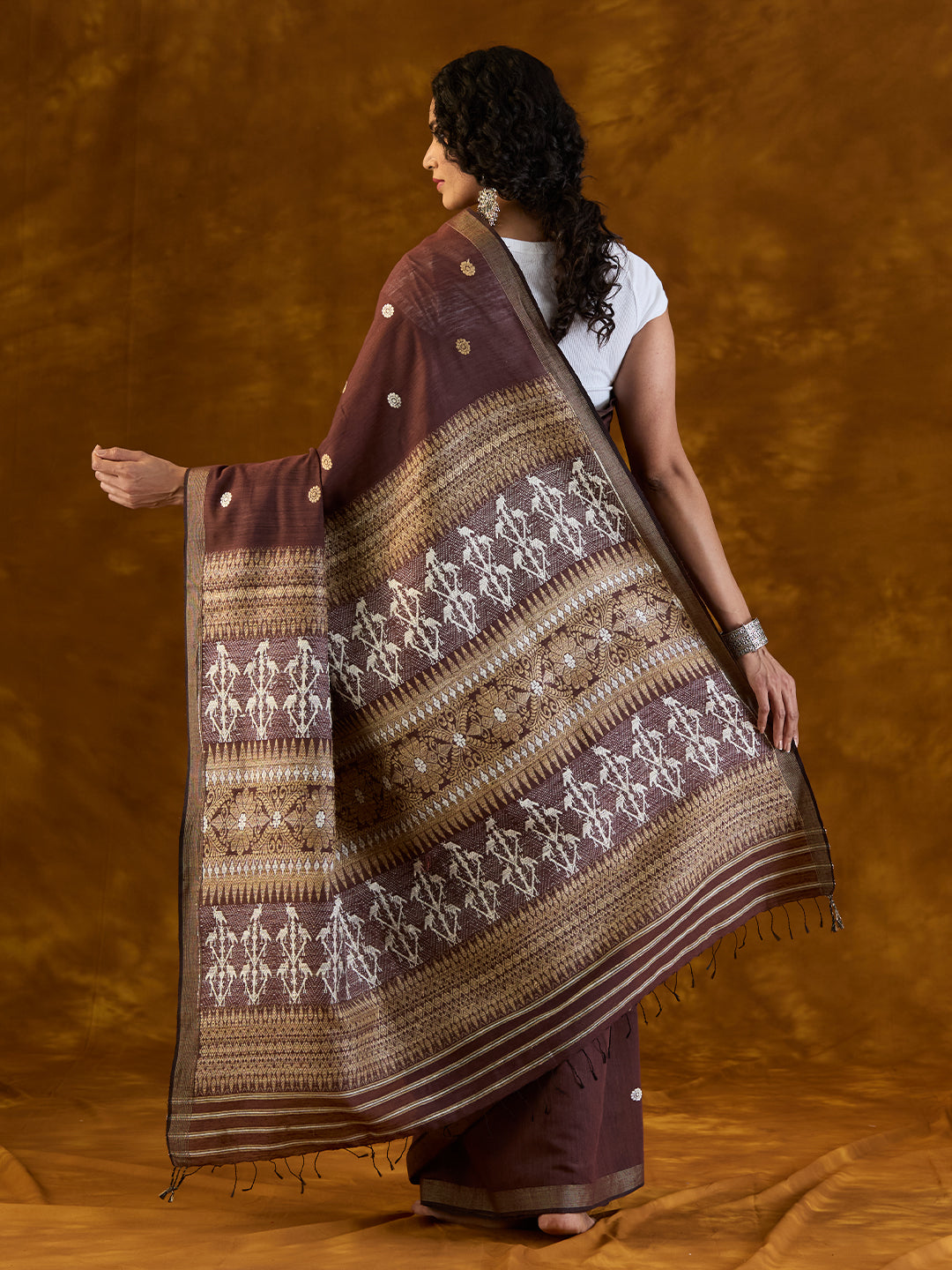 Maroon Raw Mulberry and Eri Silk  Saree