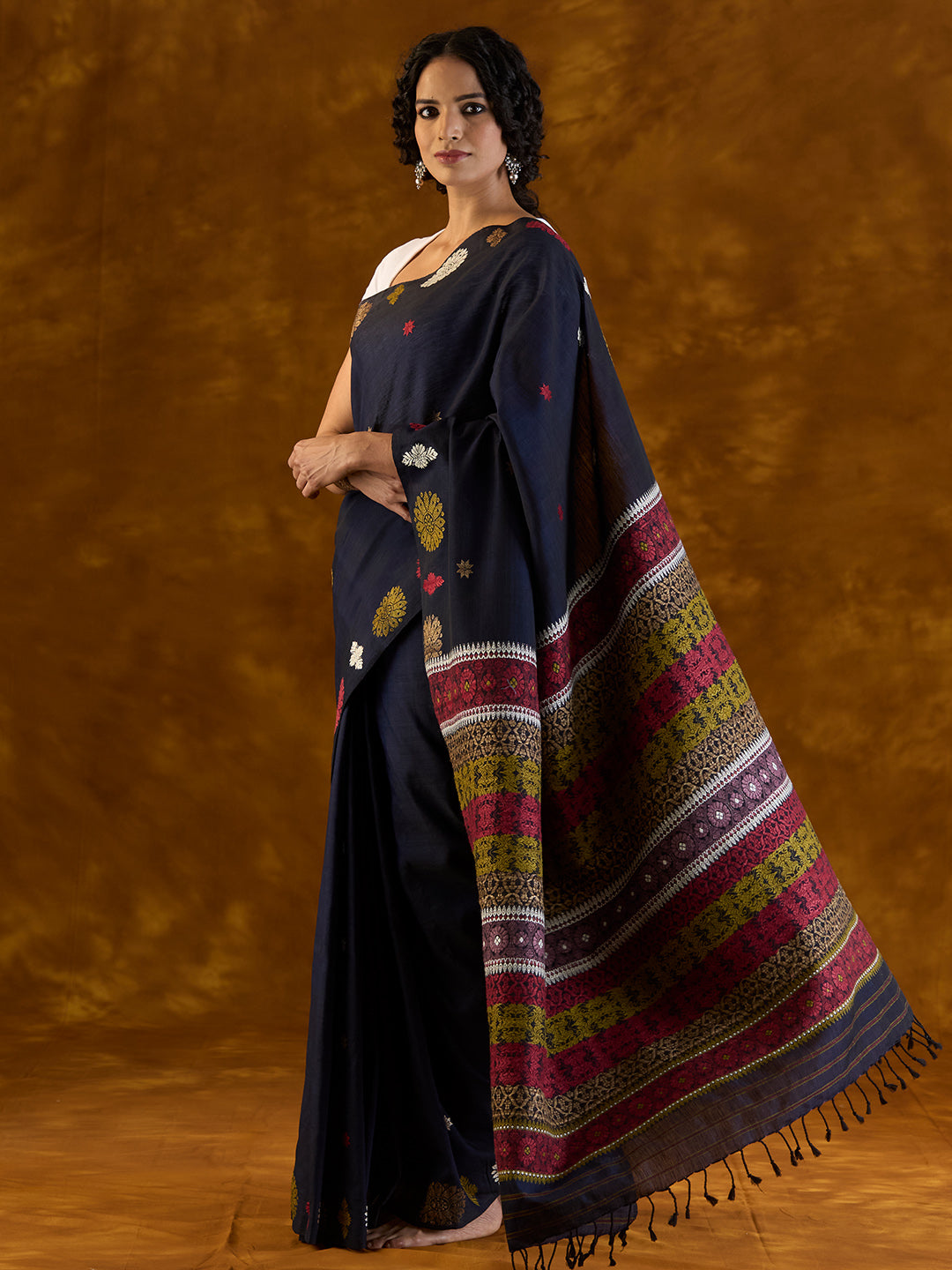 Royal Blue Raw Mulberry Silk Cotton Saree