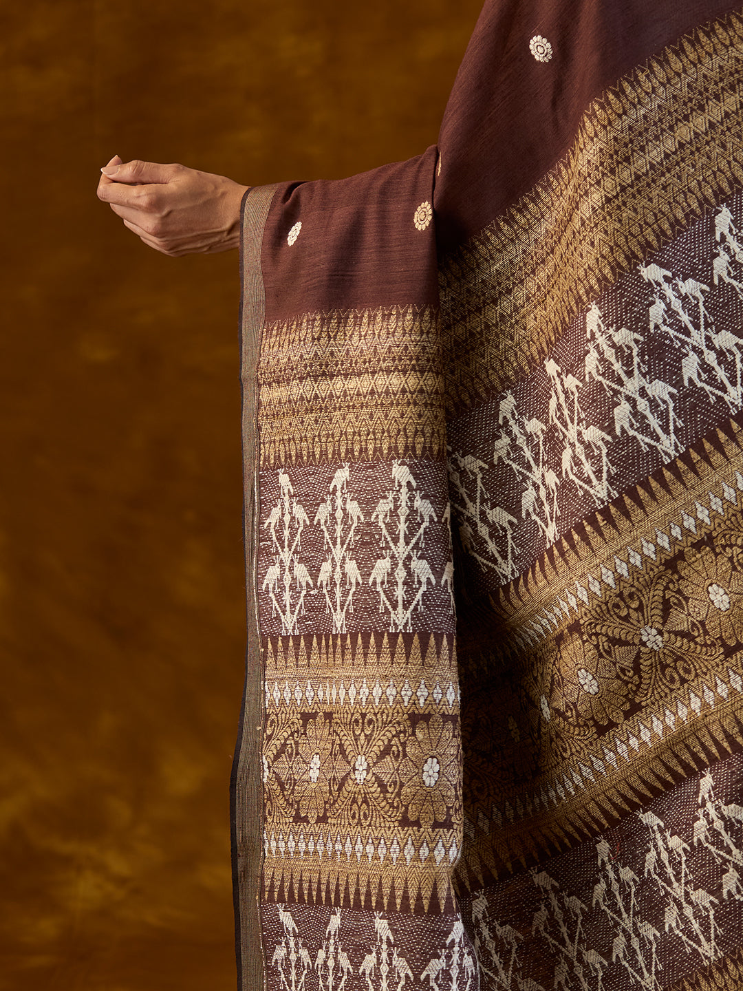 Maroon Raw Mulberry and Eri Silk  Saree