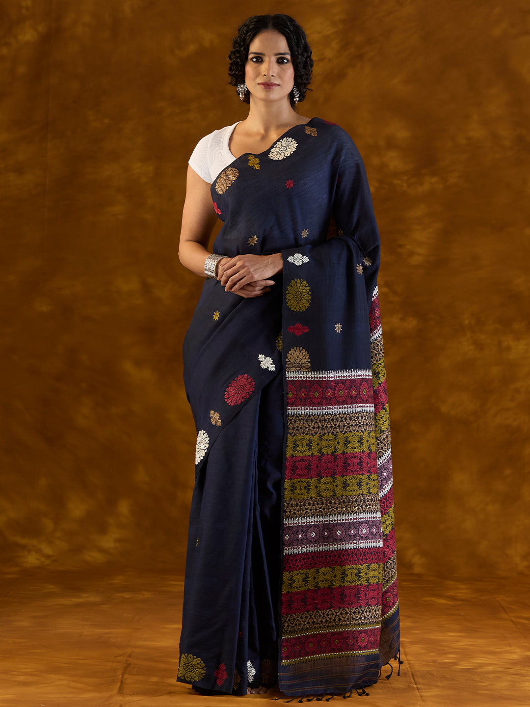 Royal Blue Raw Mulberry Silk Cotton Saree