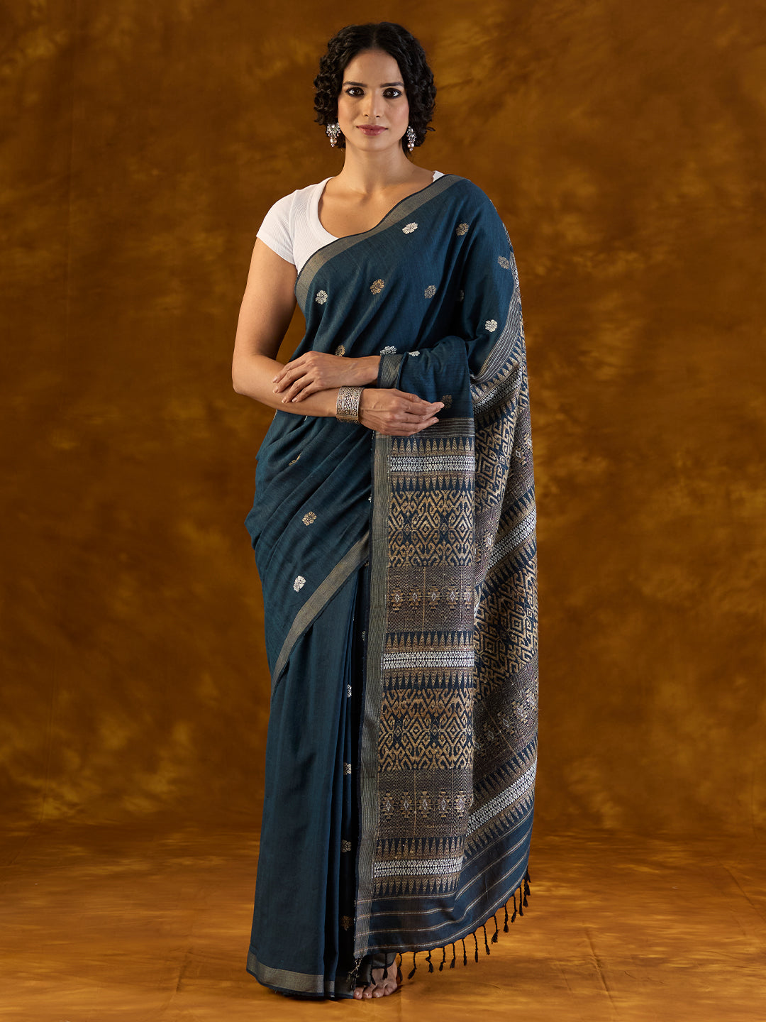 Indigo Blue Mulberry and Eri Silk Saree