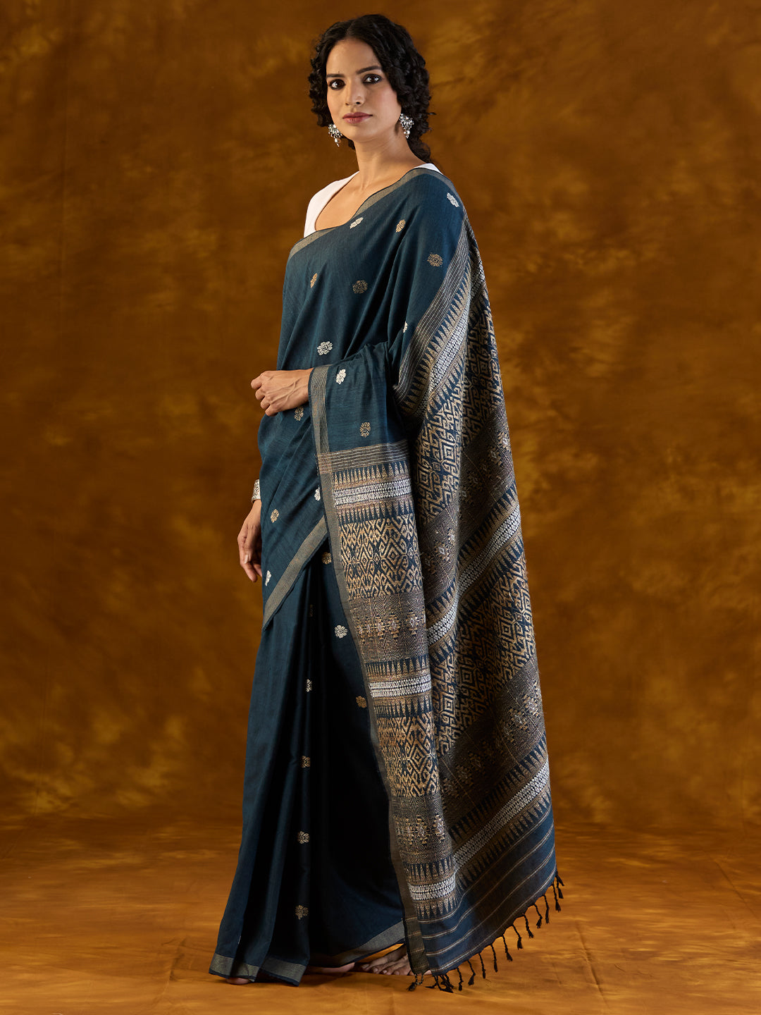 Indigo Blue Mulberry and Eri Silk Saree