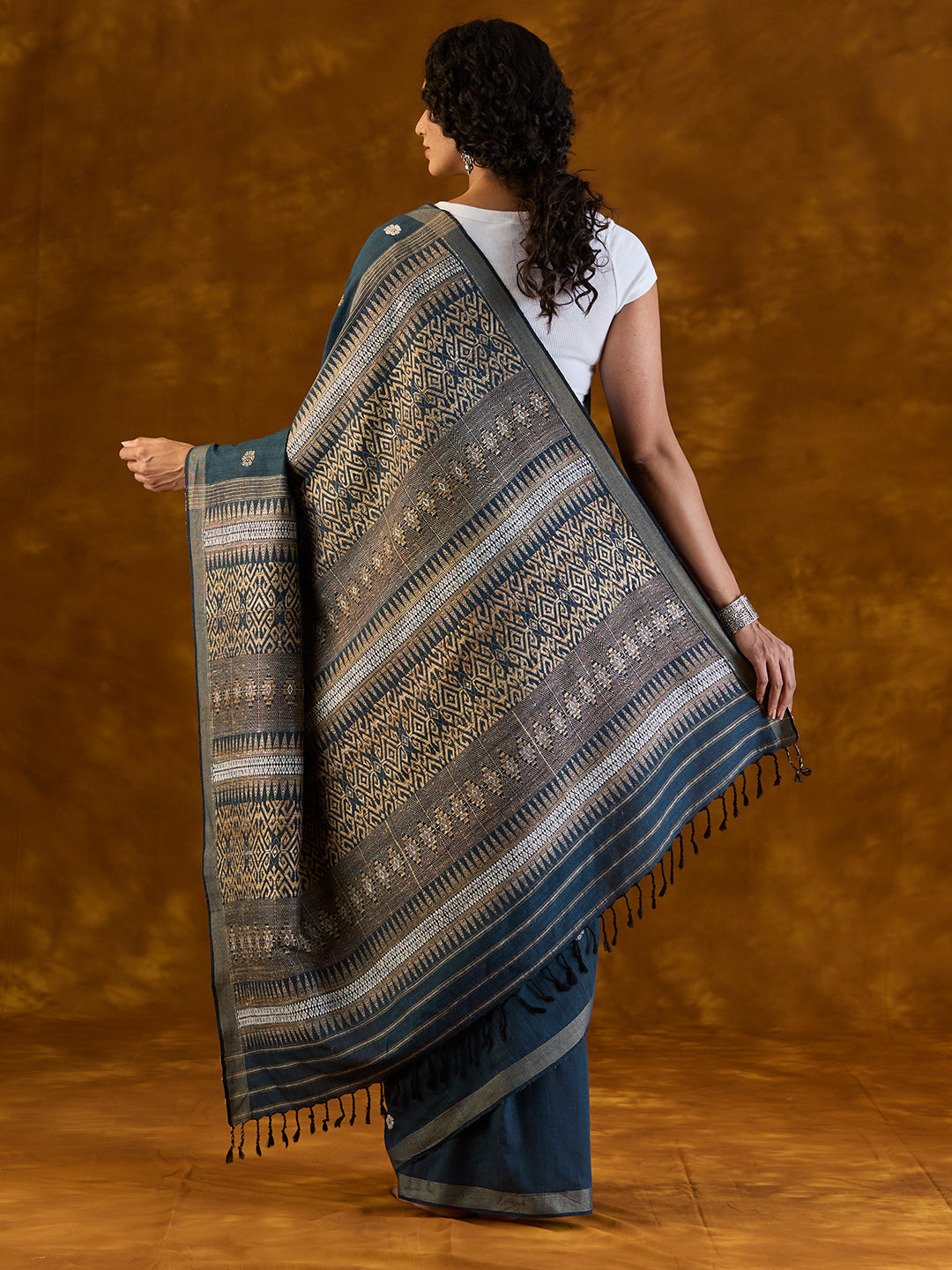 Indigo Blue Mulberry and Eri Silk Saree