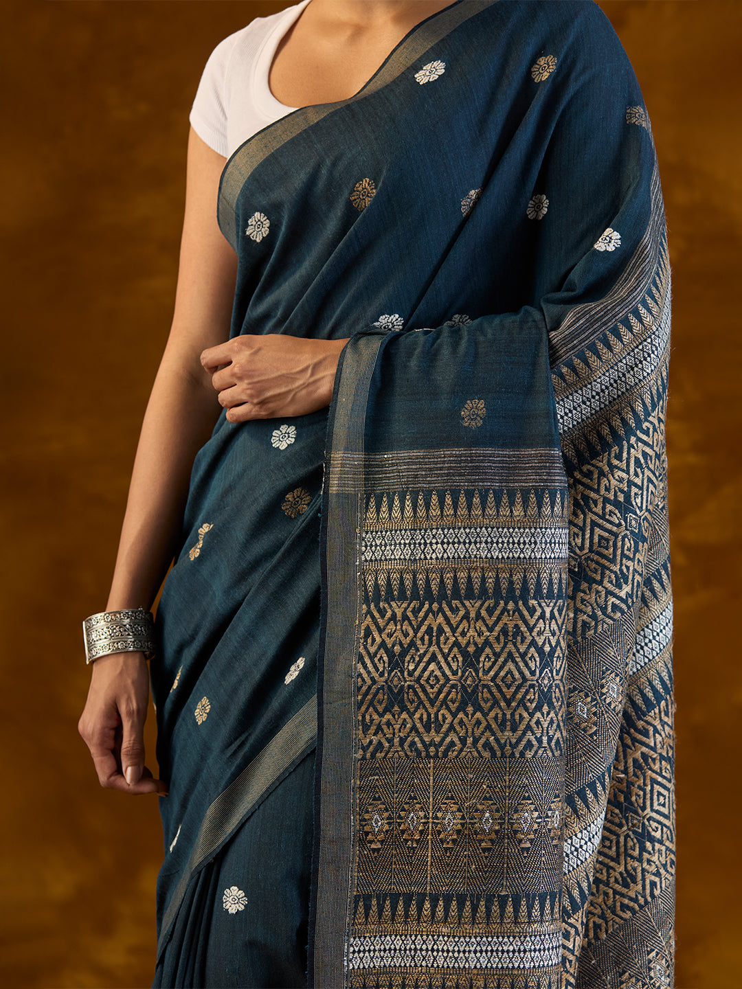 Indigo Blue Mulberry and Eri Silk Saree