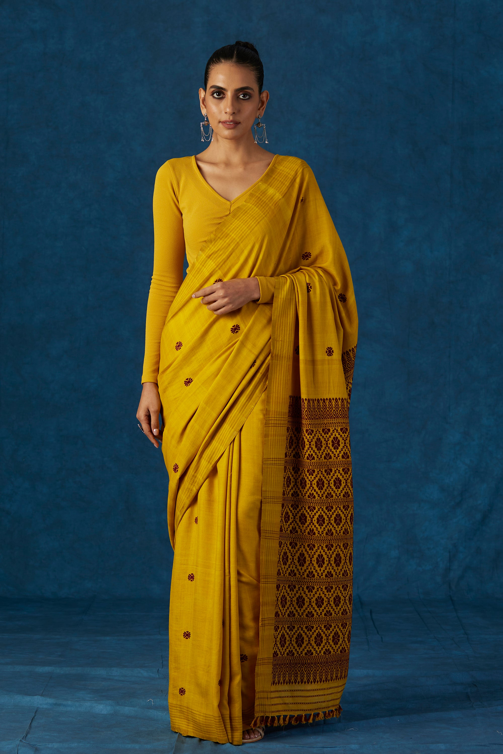 Mustard Yellow Eri Silk Saree