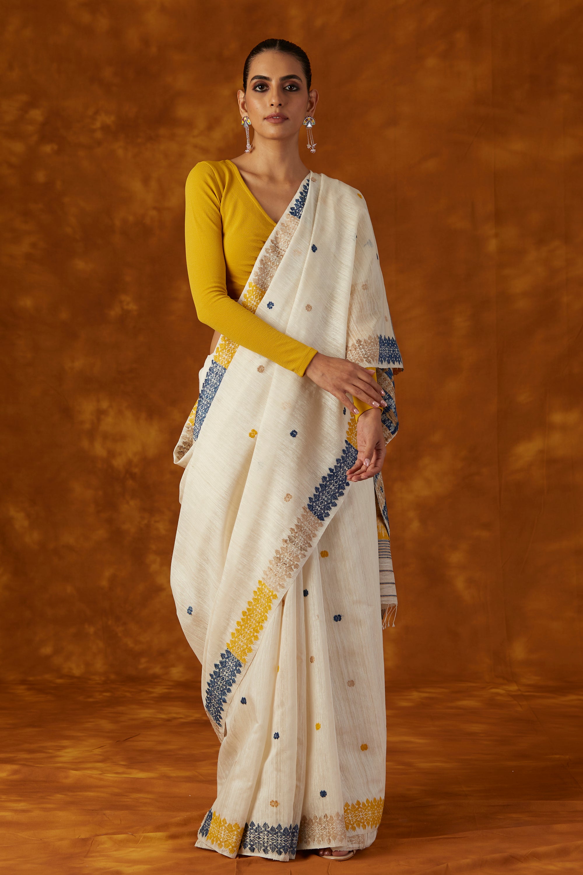 Off White Kesapaat and Eri Silk Saree