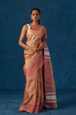 Load image into Gallery viewer, Light Peach Kesapaat and Tussar Silk Saree
