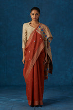 Load image into Gallery viewer, Brown Kesapaat and Eri Silk Saree
