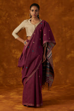Load image into Gallery viewer, Wine Color Kesapaat and Eri Silk Saree
