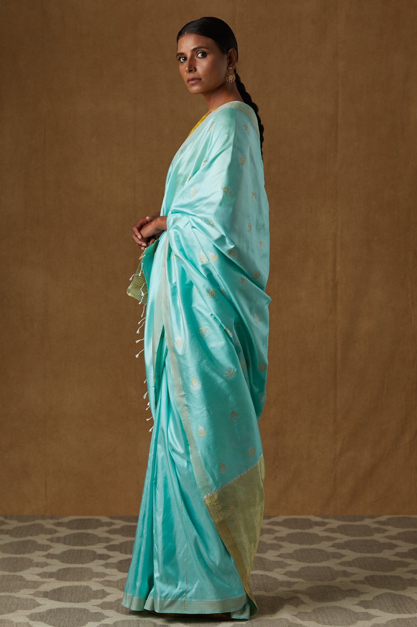 Sea Green Mulberry Silk Saree