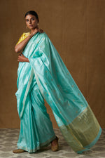 Load image into Gallery viewer, Sea Green Mulberry Silk Saree
