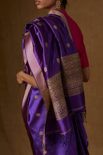 Load image into Gallery viewer, Deep Purple Mulberry Silk Saree
