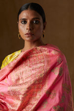 Load image into Gallery viewer, Peach and Gold Mulberry Silk Saree
