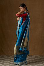 Load image into Gallery viewer, Cobalt Blue Mulberry Silk Saree
