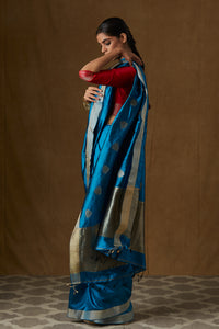 Cobalt Blue Mulberry Silk Saree