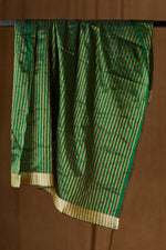 Load image into Gallery viewer, Emerald Green Mulberry Silk Saree
