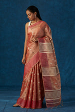 Load image into Gallery viewer, Peach Kesapaat (raw mulberry) Saree
