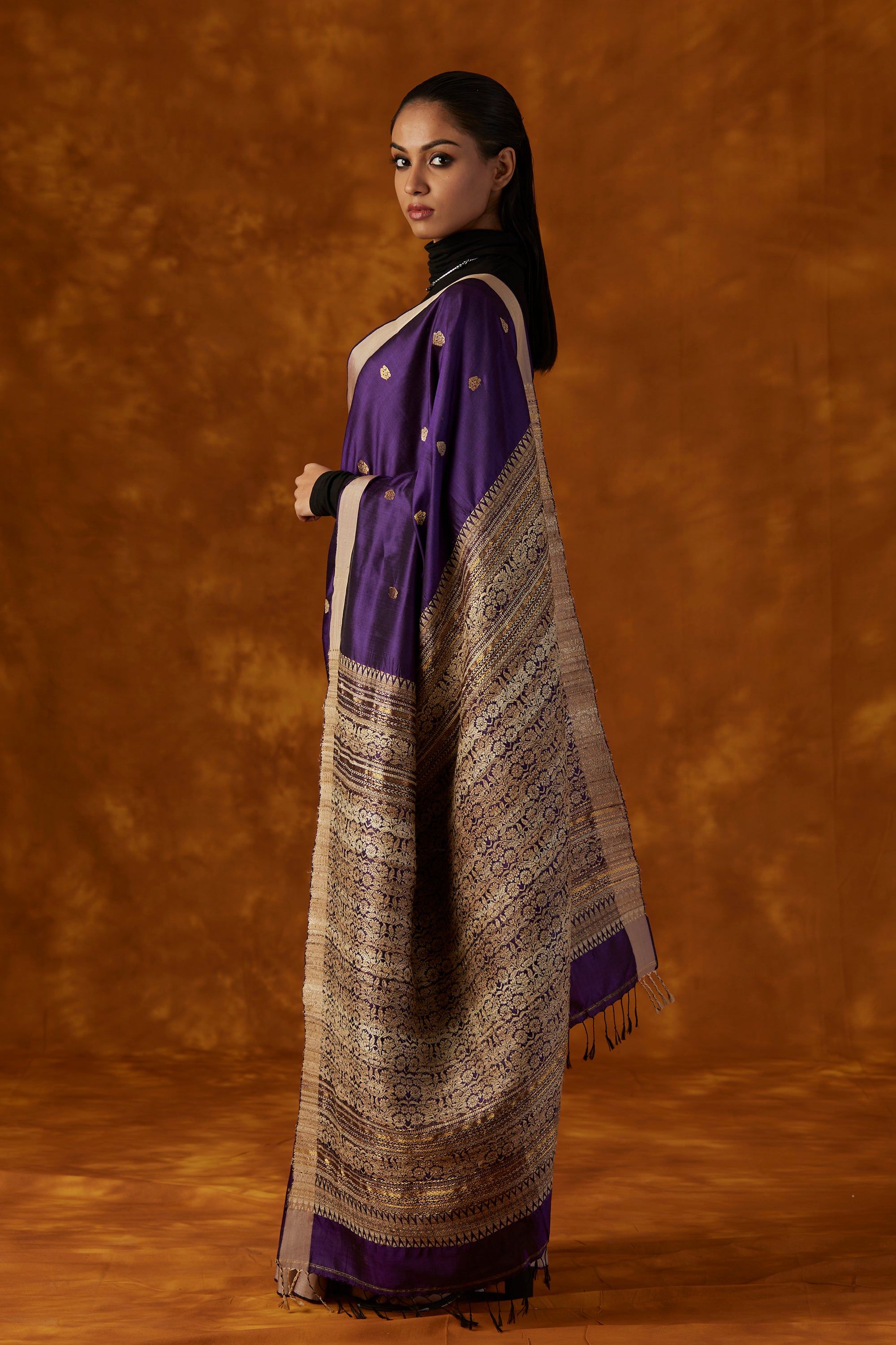 Purple Mulberry Silk Saree