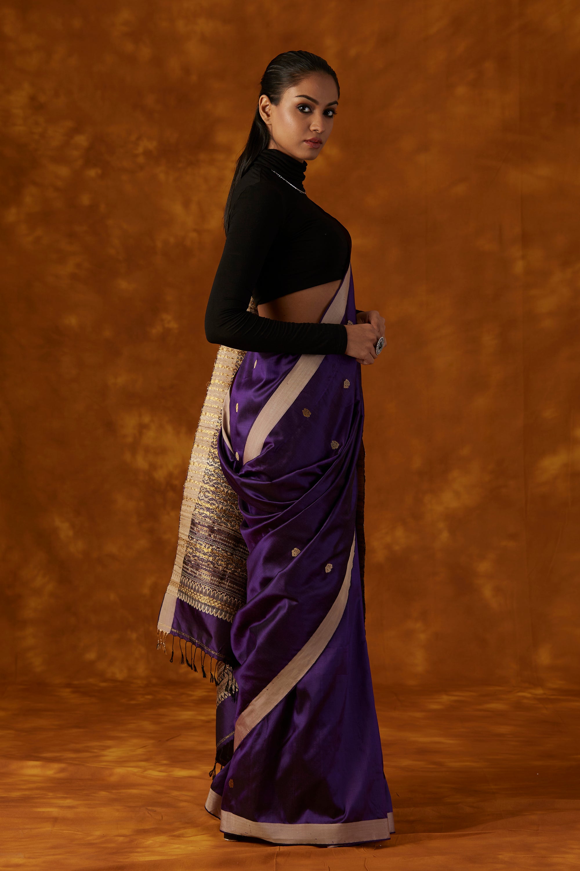 Purple Mulberry Silk Saree