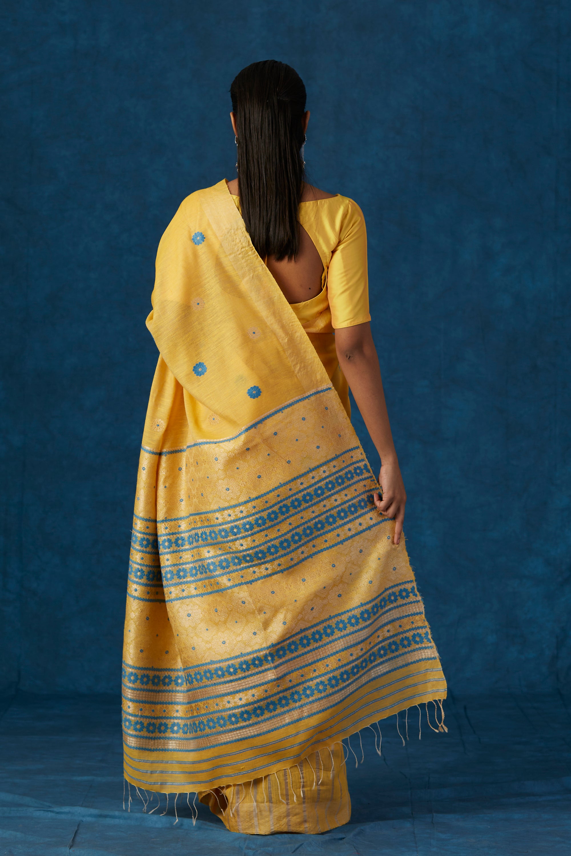 Yellow Kesapaat and Eri Silk Saree