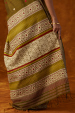 Load image into Gallery viewer, Olive Green Kesapaat and Eri Silk Saree
