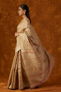 Muga Silk Saree With Woven Border Design