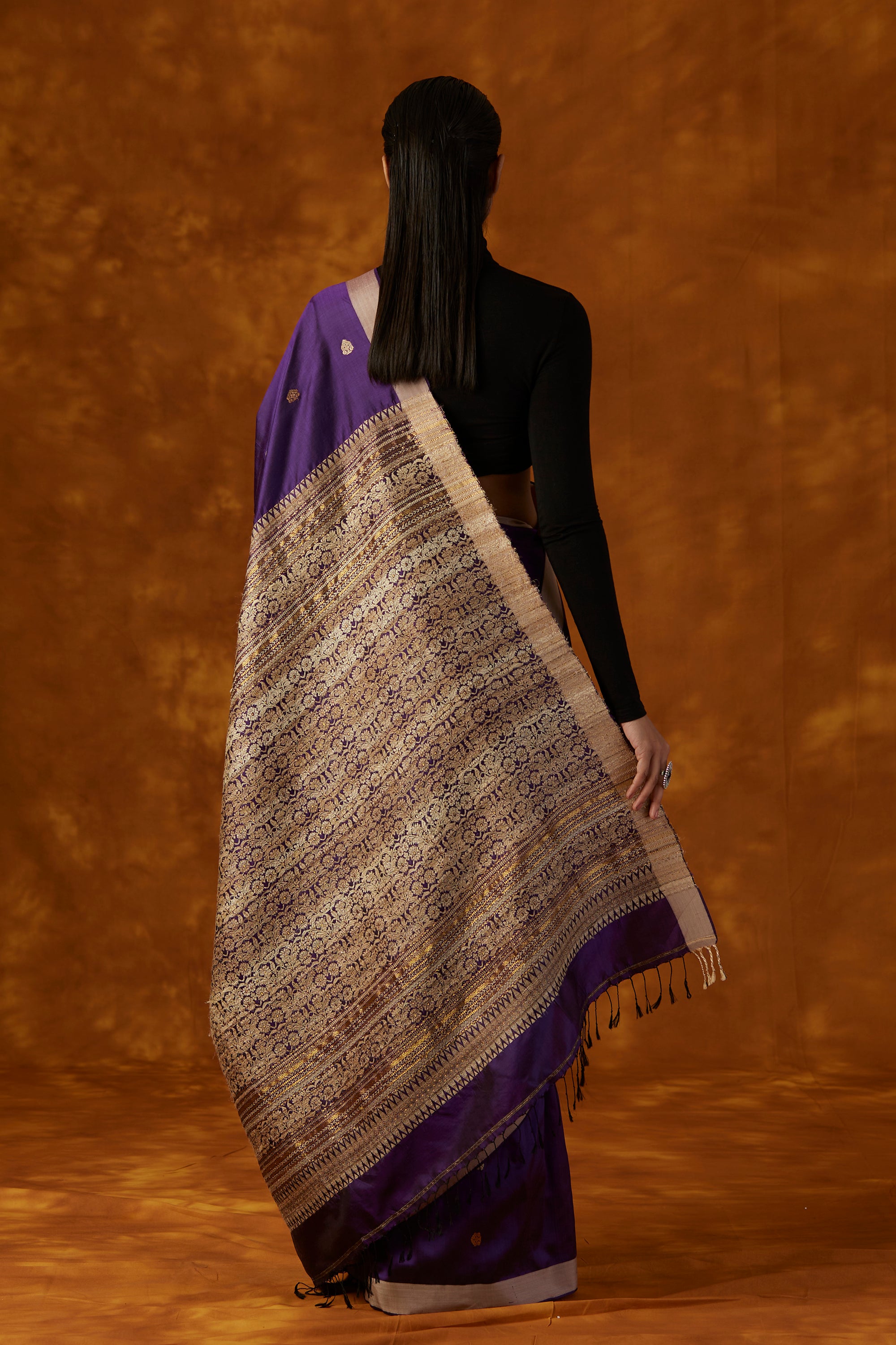 Purple Mulberry Silk Saree