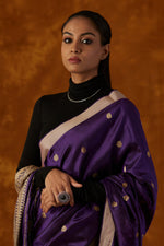 Load image into Gallery viewer, Purple Mulberry Silk Saree
