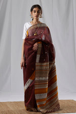 Load image into Gallery viewer, Maroon Colored Raw Mulberry Silk Saree
