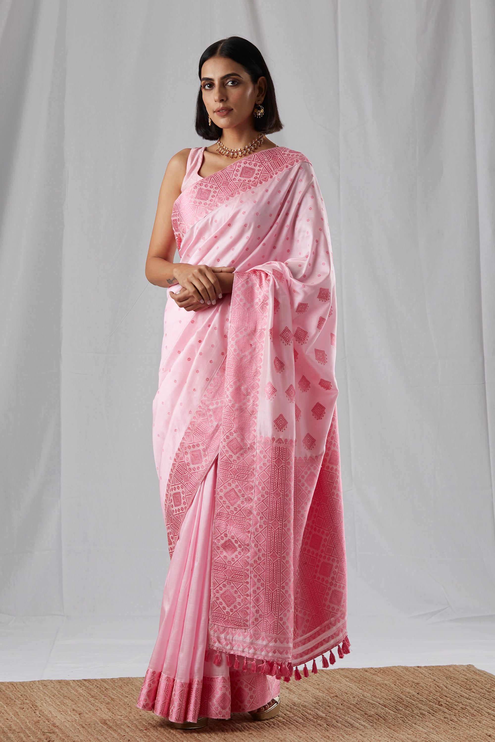 Pink Mulberry Silk Saree