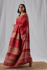 Load image into Gallery viewer, Red Raw Mulberry (Kesapaat) and Eri Silk Saree
