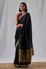 Load image into Gallery viewer, Black Mulberry Silk Saree
