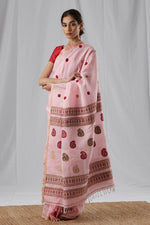 Load image into Gallery viewer, Pink Cotton and Raw Mulberry (Kesapaat) Saree

