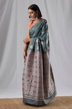 Load image into Gallery viewer, Metallic green Mulberry Silk Saree

