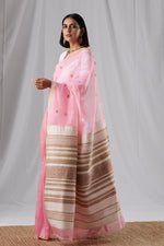 Load image into Gallery viewer, Light Pink Raw Mulberry Silk Saree
