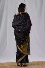 Load image into Gallery viewer, Black Mulberry Silk Saree

