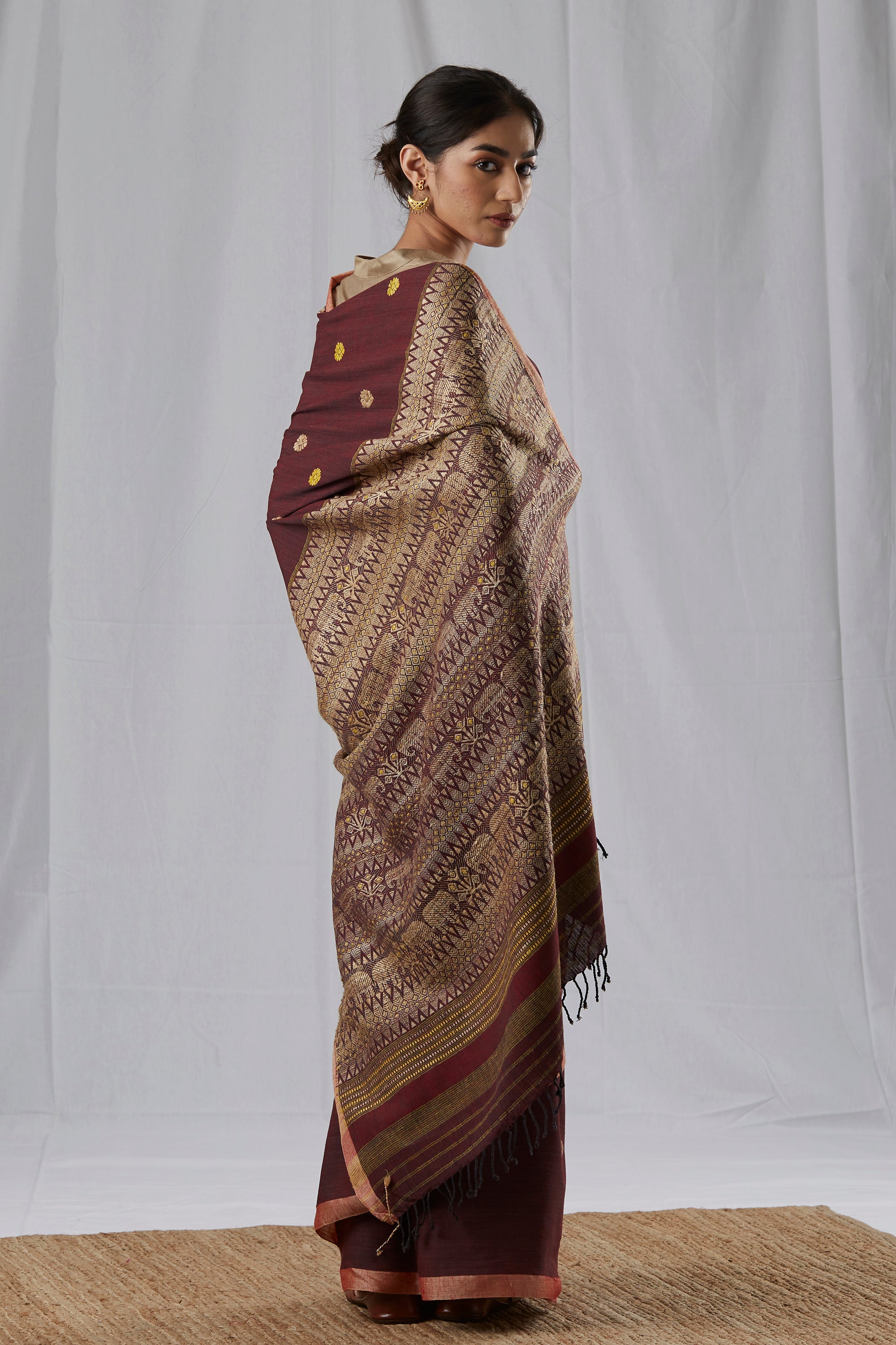 Maroon Eri Silk Saree