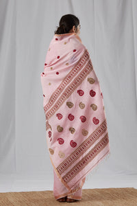 Pink Cotton and Raw Mulberry (Kesapaat) Saree