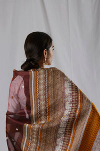 Maroon Colored Raw Mulberry Silk Saree